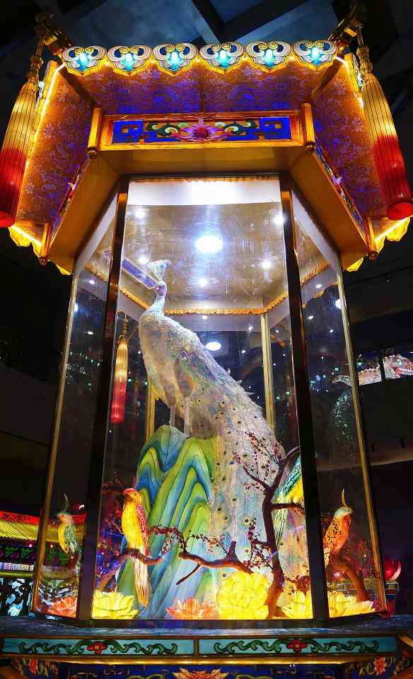 自贡恐龙灯会雀之灵孔雀灯入驻彩灯博物馆(图2)