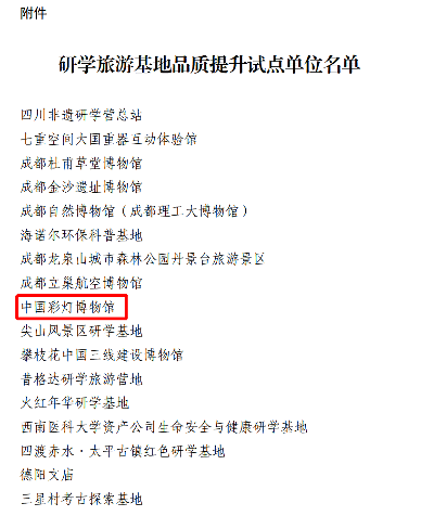 喜报!中国彩灯博物馆 入选省级研学旅游基地品质提升试点单位(图1) 喜报!中国彩灯博物馆 入选省级研学旅游基地品质提升试点单位(图1)