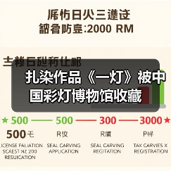 扎染作品《一灯》被中国彩灯博物馆收藏(图1) 扎染作品《一灯》被中国彩灯博物馆收藏(图1)